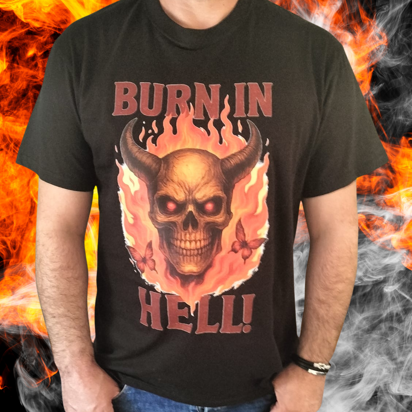 Burn in Hell – Camiseta Fuego Rebelde