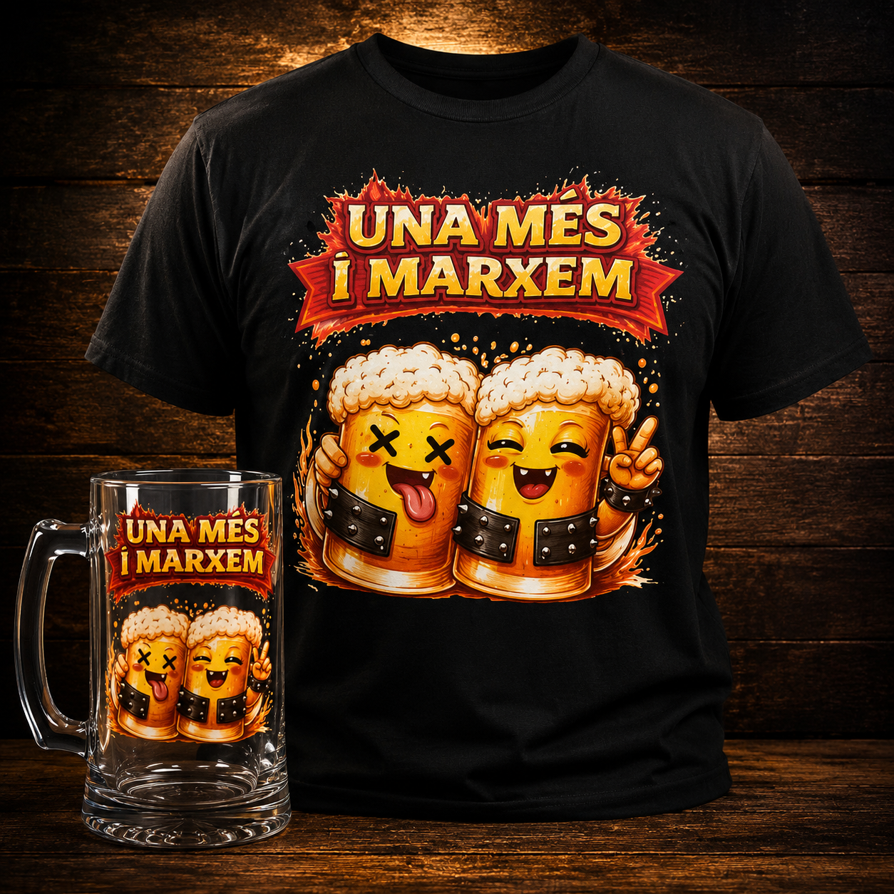 Pack Regal "Prometem marxar" – Samarreta + Gerra de Cervesa