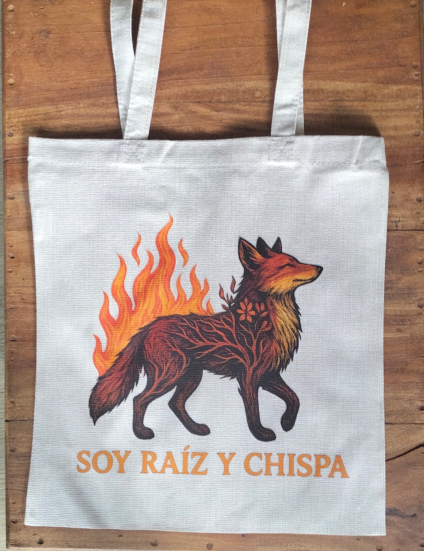 Tote “Soy Raíz y Chispa” – Bolsa Símil Lino